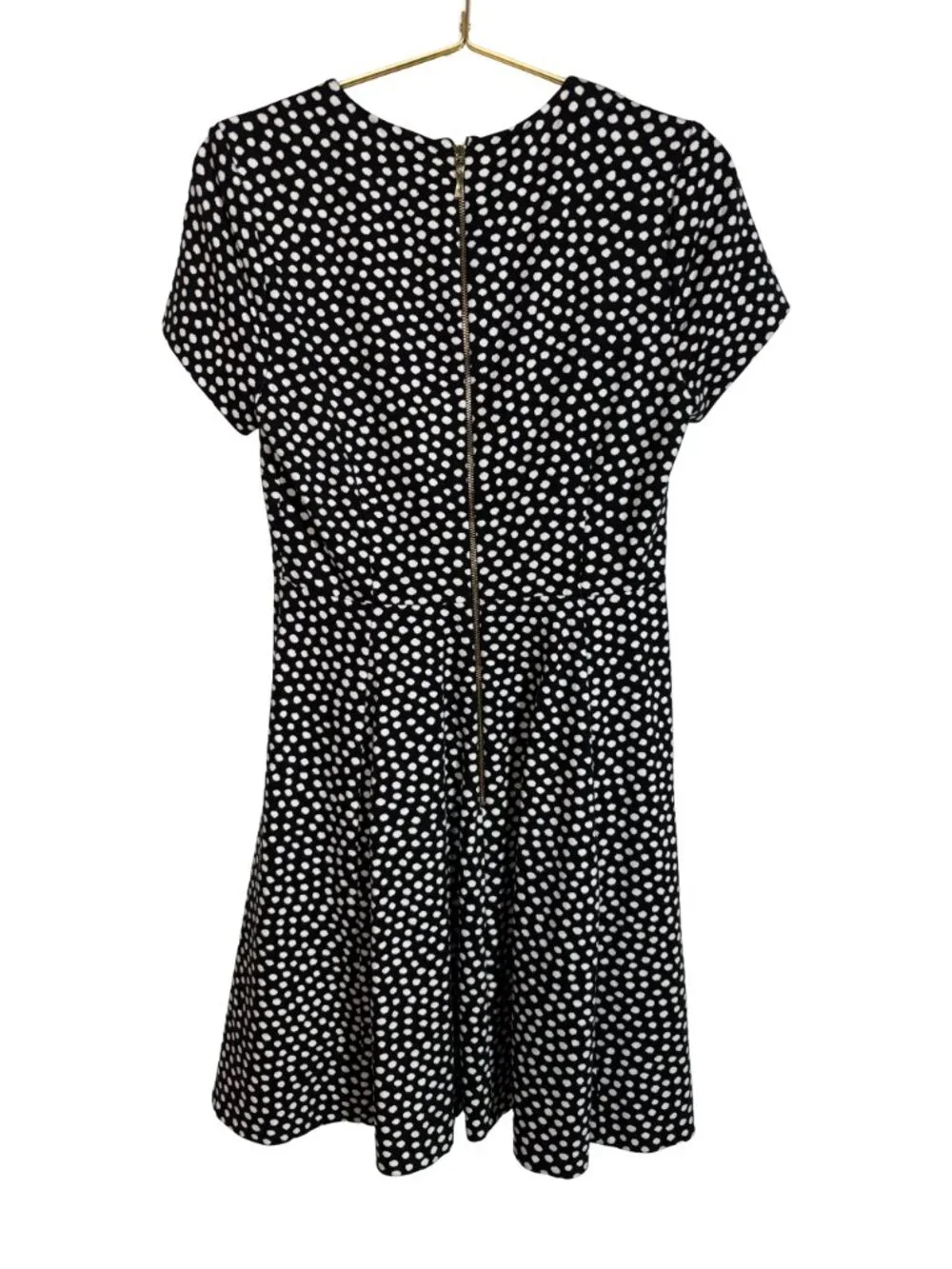Kate Spade Spot Ponte Fit & Flare Dress Women Black White Size 6 Elegant Polka